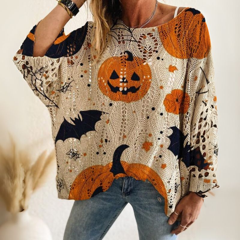 Cozy Halloween Knit Pumpkin Sweater